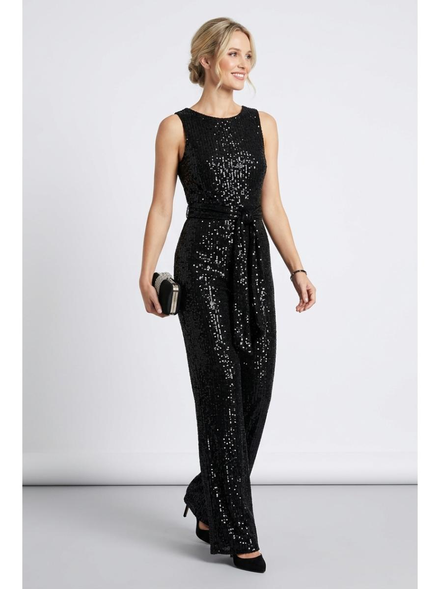 Elegant Black Sequin Jumpsuit - Studio Clean