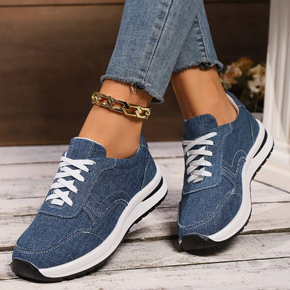 Women's Orthopedic Sneakers – Lace-Up Low-Top Raised Sole