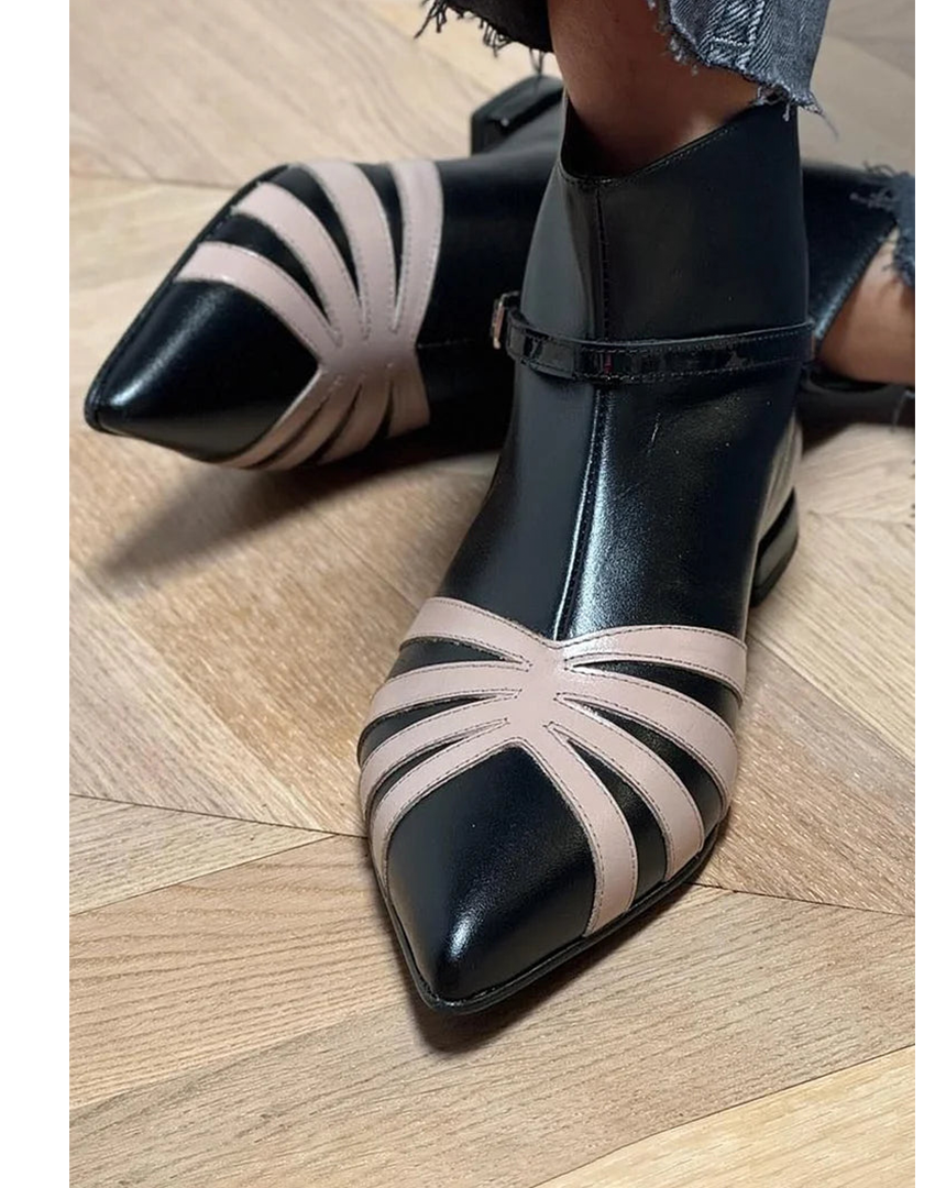 Women's Ankle Boots – Pointed Toe Geometric Panel Design