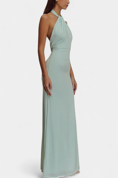 Trinity Halter Dress | Fitted Ruched, Low Back, Alluring