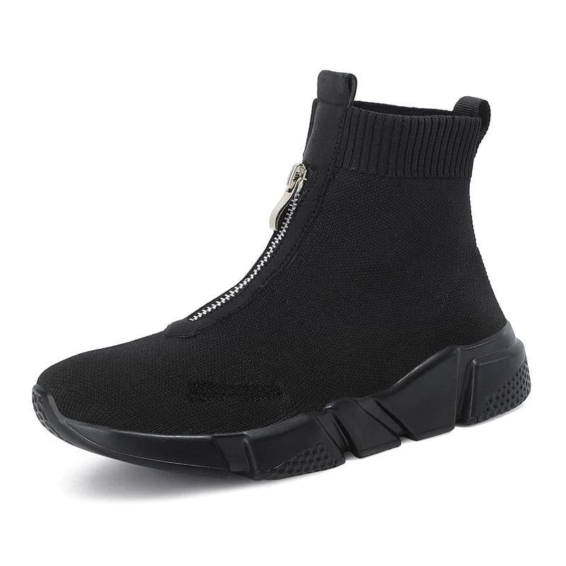 Women's High-Top Platform Boots – Front Zip Thick Sole