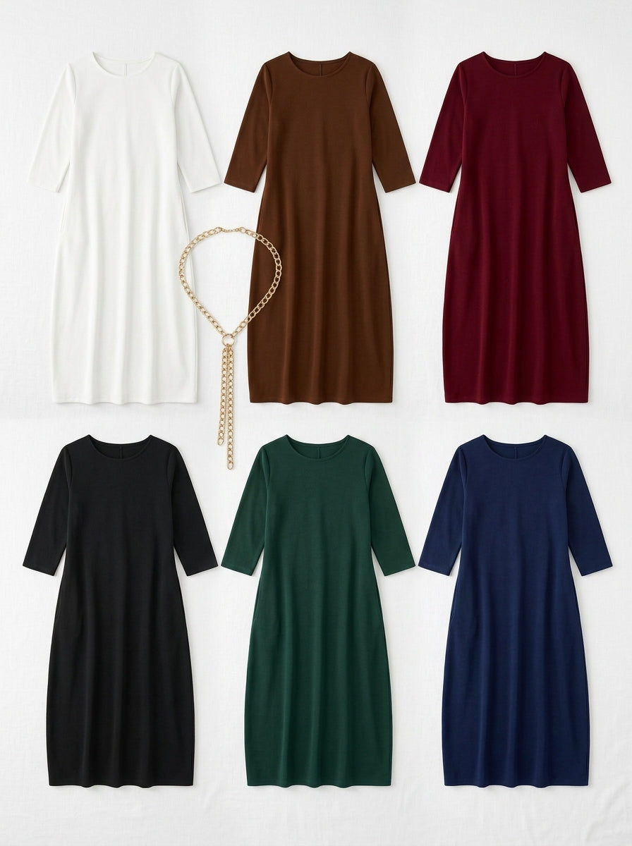 Isabel Minimalist Dress - Flat Lay Multi-Colors