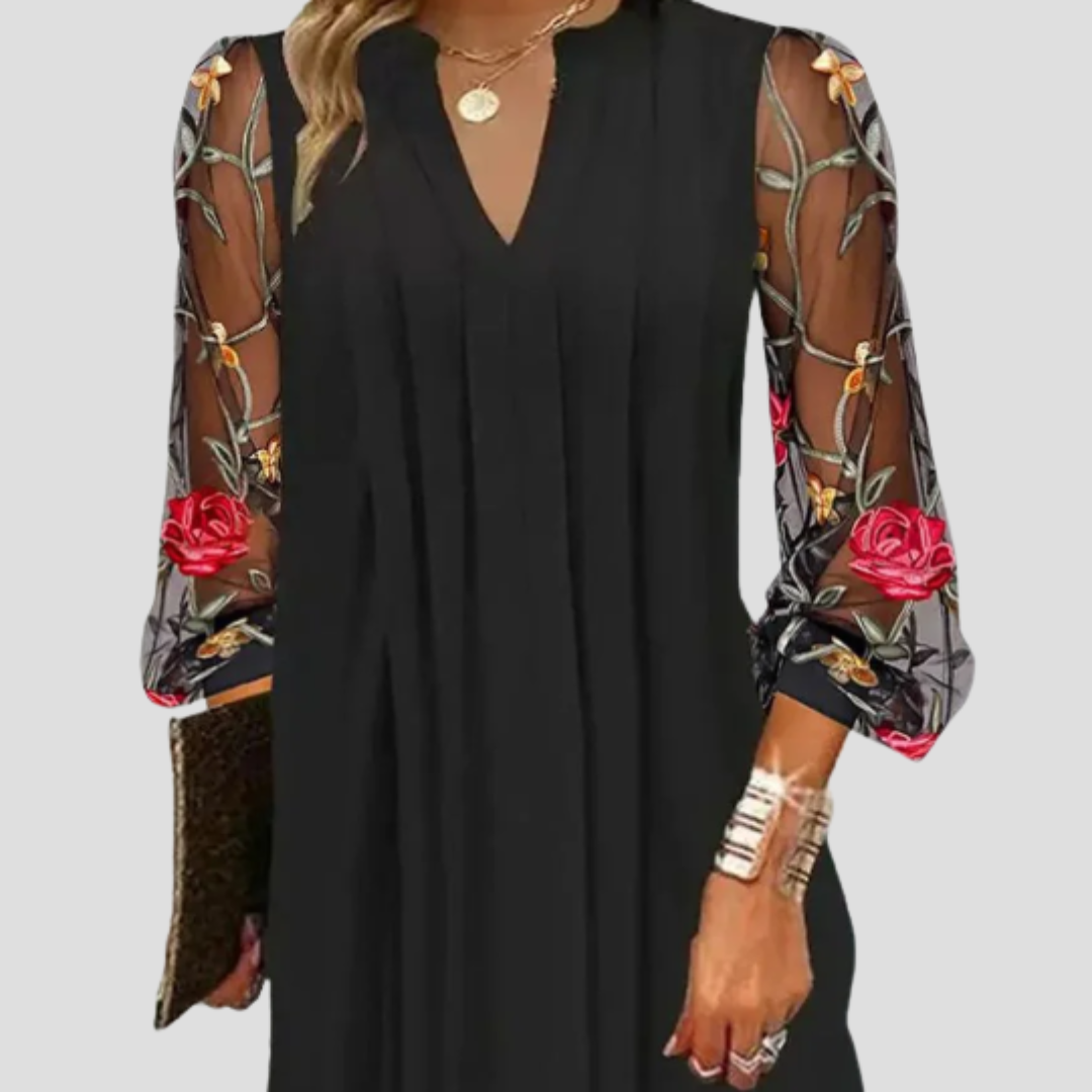 Natalia Sheer Sleeve Mini Dress | Artistic, Modern Charm