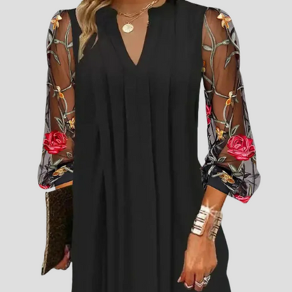 Natalia Sheer Sleeve Mini Dress | Artistic, Modern Charm