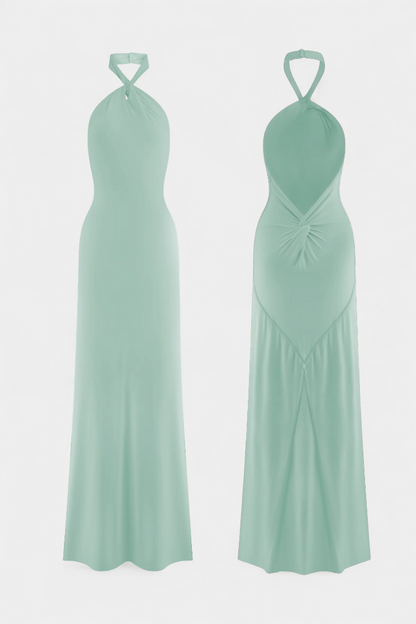 Trinity Halter Dress | Fitted Ruched, Low Back, Alluring
