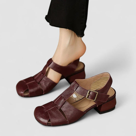 Women's Closed Toe Sandals – Multi-Strap Buckle Side