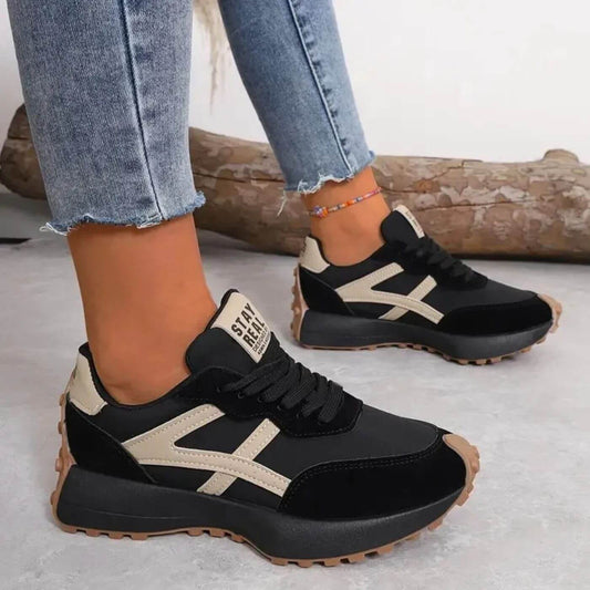 Women's Orthopedic Sneakers – Panel Upper Lace-Up Low Cut