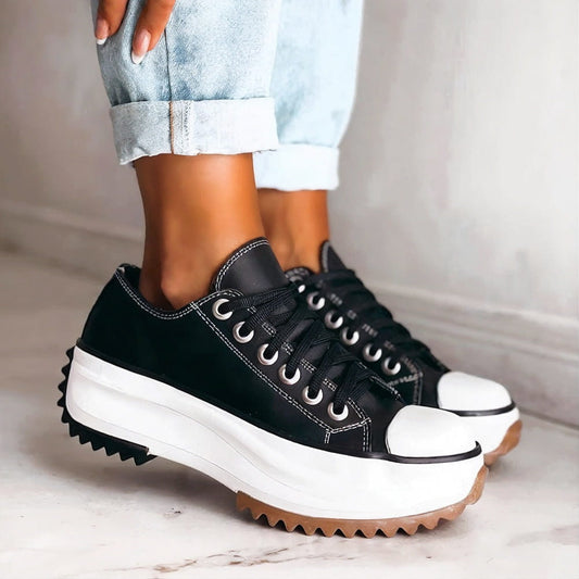 Women's Orthopedic Sneakers – Low Cut Lace-Up Metal Eyelets