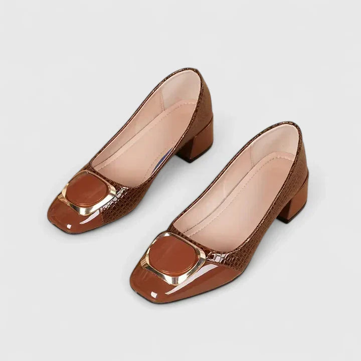 Women's Block Heel Loafers – Closed Toe Slip-On Hardware