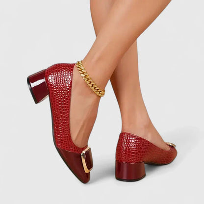 Women's Block Heel Loafers – Closed Toe Slip-On Hardware