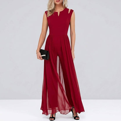 Red sleeveless wide-leg jumpsuit - Studio clean