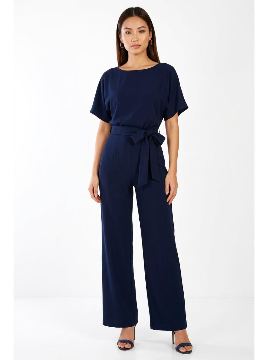 Elegant Wide Leg Jumpsuit Dark Blue - Studio Clean