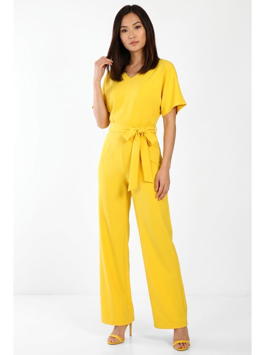 Elegant Wide Leg Jumpsuit Yellow - Studio Clean